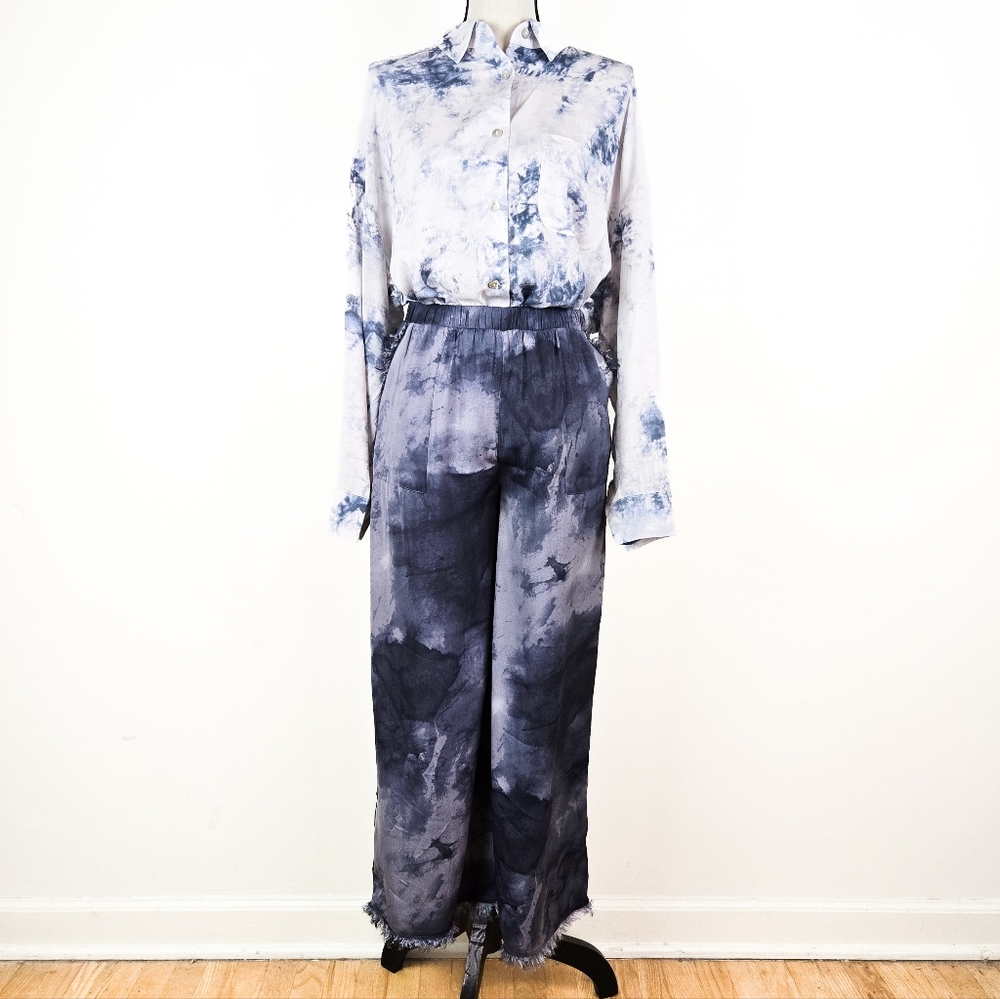 💜🦋LAST🦋 NWT Grade & Gather Tie Dye Raw Edge Pants, Size Small
